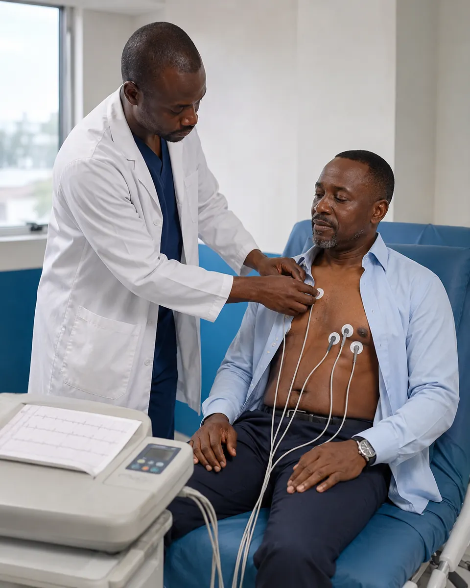 An electrocardiogram is done during your consultation rather than booked for another day.